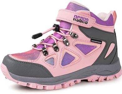 R CORD Kids Hiking Boots Girls Hiking Boots Outdoor Hiking Boots for Girls Quick Lace-Up Closure Durable TPR Traction Outsole, T-pink, 1 Little Kid