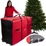 Camerons Christmas Tree Storage Bag - Rolling w Wheels, Fits up to 9 ft Tall Disassembled Artificial Holiday Trees - Heavy Duty 58"x24"x34" Storage Container w Durable Handles and Tight Zipper Closure