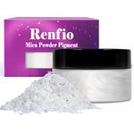 Renfio 100g Mica Powder Pigment, Metallic Natural Dye Mineral Pearl Shimmer Epoxy Resin Dye for Painting Soap Making Slime Bath Bombs 3.5 Oz - Pearl White