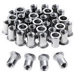 HSEAMALL 100PCS M6 Rivet Nuts Stainless Steel Rivnut Threaded Insert Nut Riveter Set Blind Rivet Nut Assortment For Metal, Wood,Aluminium