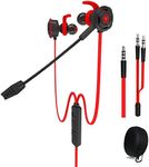 Wired Gaming Earphone with Adjustable Mic for PS4, Xbox, Laptop Computer, Cellphone, DLAND E-sport Earbuds with Portable Bags,Soft Design, Inline Controls for Hands-freeCalling.(Red)