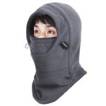 Azarxis Balaclava Ski Mask Full Face Mask Hood Neck Warmer Balaclava Hat Fleece (Dark Grey - Double Layer)