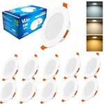 5W LED Downlights, Ultra Slim LED Recessed Ceiling Lights Dimmable, Warm White 3000K Neutral White 4000K Cool White 6000K Adjustable Spotlights Ceiling Lights, Cut Φ75-85mm, 10 Pack