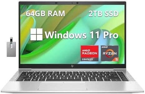 HP EliteBook 845 G8 14" FHD Business Laptop, AMD Ryzen 5 PRO 5650U, 64GB RAM, 2TB SSD, AMD Radeon Graphics, Fingerprint Reader, HD Camera, Wi‑Fi 6, Win 11 Pro, Silver, 32GB Hotface USB Card