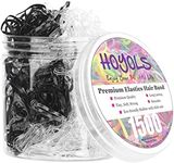 HOYOLS Clear & Black Elastic Hair Ties Rubber Bands Soft Ponytail Holder Mini Plastics Polyband for Women Girls 1500 Pcs Assorted Color Accessories (Clear & Black) TPU