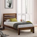 ARANYA Sheesham Wood Without Storage Single Bed for Bedroom & Kids Room Furniture - Walnut