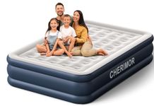 CHERIMOR Queen Air Mattress with Built in Pump, 18 inch High Thicken Sturdy Inflatable Mattress for Guests & Home, 3 Mins Inflatable, Waterproof Blow up Mattress with Carry Bag, Air Bed for Camping