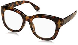 Peepers by PeeperSpecs Women's Center Stage Blue Light Blocking Reading Glasses and No Correction Eyewear, Tortoise, 51