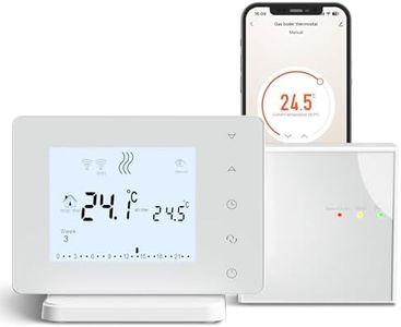 Termostato WiFi de caledera con Alexa,Control Vocal.Termostato programable Tuya,Control Remoto por App o la Pantalla de táctil.Termostato Portátil para Calefaccion de Gas/Agua 306RF