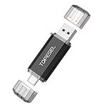 USB Stick 128GB TOPESEL USB C Flash Drive USB 3.0/3.2 Gen1 USB C Memory Stick 2-in-1 Type C OTG Thumb Drive Pendrive Storage for Android, PC,Tablet Handy Black