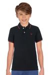 Allen Solly Junior Boy's Plain Regular fit Polo (ABTS31901818_Black with Red Tipping 5-6 Years)