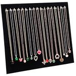 BELLE VOUS Black Velvet Necklace Jewellery Chain Holder - 37 x 30cm/14.57 x 11.81 Inches - Organiser Display Stand with 17 Hooks - Holder for Home or Retail Shop Display