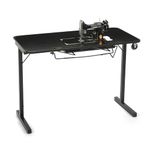 Arrow Sewing Cabinets Table for Vintage Singer Featherweight Sewing Machines 221 and 222, Portable with Wheels and Lift, Black Finish 611F