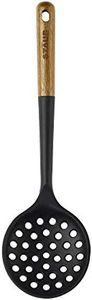 STAUB Skimmer Spoon, Perfect for Straining or Lifting Meat and Veggies from Broth, Durable BPA-Free Matte Black Silicone, Safe for Nonstick Cooking Surfaces