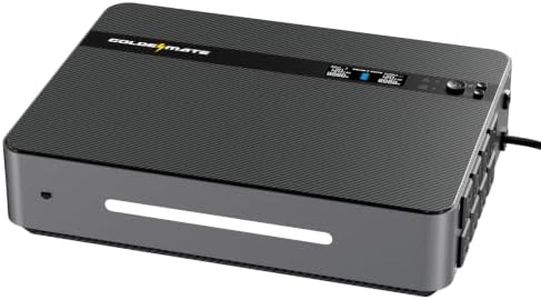 GOLDENMATE 1500VA/1000W Lithium UPS Battery Backup & Surge Protector, LiFePO4 Backup Battery(230Wh), Sinewave UPS with 8 Outlets & 2 USB Ports, Built-in Emergency Light, Wall Mount, LCD Display