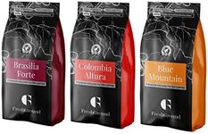 FreshGround | Premium Ground Filter Coffee Taster Kit | Pack of 3 255g Bags | Blue Mountain, Colombia Altura And Brasilia Forte | Perfect For Any Occasion | Rainforest Alliance Certified