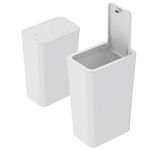 2Pack Kitchen Bin,9L Bathroom Bin with lid,Push Button Plastic Bin for Toilet Bin,Kitchen Bins,Bedroom Bin,Office Bin,Living Room Bin,Bin with Lid Dog Proof Bin(White Bin)