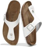 Project Cloud 100% Genuine Leather Thong Sandals Women Water-Resistant Beach Essentials Womens Sandals Flip Flops for Women Footwear Memory Foam Sandals Women Dressy Slides (Britani, White, 11)