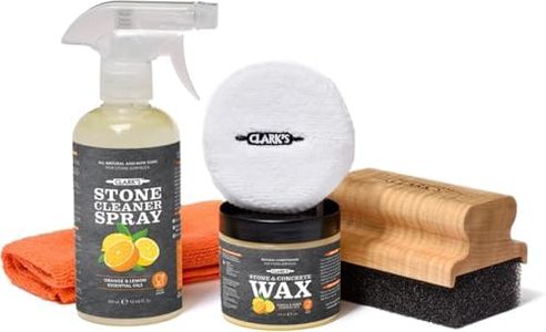 CLARK'S Natural Stone Daily Cleaner and Wax Care Kit - Includes Soapstone, Slate, & Concrete Wax, (6oz), Spray (12oz), Applicator, Microfiber Towel & Buffing Pad, Enriched with Lemon & Orange Extract