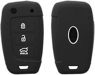 kwmobile Key Cover Compatible with Hyundai 3 Button Car Flip Key - Soft Silicone Car Key Fob Holder Protector Case - Black