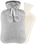 Hot Water Bottle with Super Soft Plush Cover, 2L Pure Natural Rubber Hot Water Bag for Pain Relief, Hot and Cold Therapy