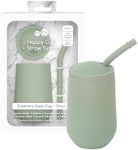 ezpz Happy Cup + Straw System - 24 months+ (Sage) - 100% Silicone Cup + Straw for Older Toddler + Preschoolers