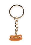 FizzyButton Gifts Hot Dog Hotdog Keyring Key Ring with Enamel Charm and Gold Tone Keychain