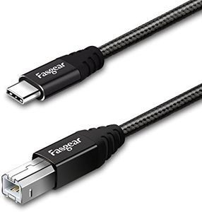 USB C to USB B Printer Cable Fasgear 1 Pack 10ft/3m USB 2.0 Type C to Type B Scanner Braided Cord Compatible for Sam-Sung Epson HP Canon Brother Printer|Yamaha Digital Piano Midi Keyboard DAC (Black)