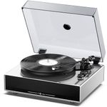 1 by ONE Record Player with Built-in Speakers, Stainless Steel Casing Turntable with DSP, AT-3600L Cartridge, Adjustable Counterweight, 33/45 RPM Vinyl Support, Phono/Line Output