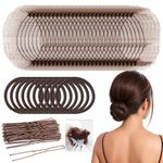 80pcs Brown Invisible Hair Bun Net Set, Teenitor 30pcs Invisible Hair Nets with Elastic Edge Mesh, 40pcs Coffee U Shape Hair Bun Pins & 10pcs Elastic Hair Bands for Girls Women Ballet Dancer Catering