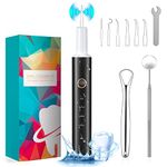 HassoKon Teeth Cleaning Kit for Adult, Electric Teeth Cleaning Tools with LED Light,4 Adjustable Modes 3 Repalceable Heads, Rechargeable & Waterproof Teeth Cleaner(Black)