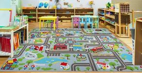 Capslpad Kids Play Rug for Playroom 9.8x6.6 ft Town City Road Map Car Mat Play Mat Educational Learning Carpet Area Rug for Boy Girl Toddler Bedroom Playroom Elementary Preshool, Sky Blue