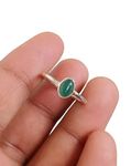 Natural Green Onyx Gemstone Ring 925 Sterling Silver Handmade Women Stacking Minimal Ring 5x7 MM Oval Shape Birthstone Jewelry