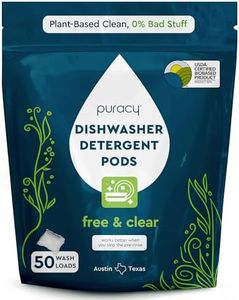 Puracy Dishwasher Pods, Natural Dishwasher Detergent, Free & Clear Dish tabs - Enzyme-Powered, Spot & Residue Free - TikTok Trend Items, Must Haves from TikTok Made Me Buy It (Free & Clear, 50 Count)