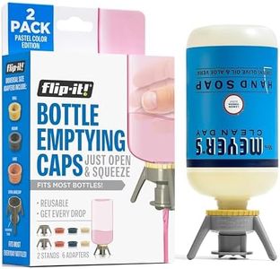 Flip-It! 2-Pack Bottle Emptying Kit – Gadget Gifts & Unique Xmas Gift – No More Wasted Product – Fits Most Plastic Bottles – Stocking Stuffer Gift Idea – 2 Base Caps, 6 Adapters – Pastel Color Edition
