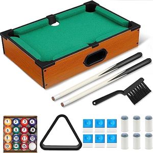 Shappy Mini Pool Table Set Pool Table for Cats Small Billiards Game with 16 Balls 2 Billiard Sticks 6 Chalk Cube 6 Pool Cue Tip 1 Brush 1 Triangle Tabletop Portable Billiard for Home Office Desk Cat