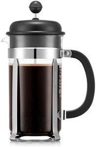 Bodum French Press Caffettiera Black - 1L / 8 Cup Coffee Maker - Durable Glass & Stainless Steel Filter - BPA-Free Dishwasher Safe Percolator - Cafetiere Made in Portugal