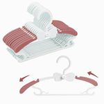 Baby Hangers for Closet, Adjustable Kid's Hangers for Nursery, Toddler, Child Clothe, Everyday Standard Use, Cascading Plastic Hanger Ideal for Girl Dress, Clothing, Pant, Coat, Red & White, 20 Pack