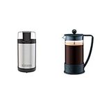 Black & Decker CBG110SC Easy Touch Electric Smartgrind Coffee & Spice Grinder, Black & Bodum Brazil French Press Coffee and Tea Maker, 34 oz, Black