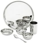 Amazon Brand - Solimo Dinner Set|Stainless Steel Solid|Mirror Finish|Set of 6