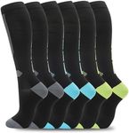 fenglaoda Compression Socks Women Men 6 Pairs, Knee High Best Support Circulation Socks for Running, Travel, Flight, Nurse, 18-6pairs-sports-9