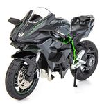 TGRCM-CZ Compatible for 1:12 Kawasaki Ninja H2R Motorcycle Model, DieCast Model Motorcycle, Suspension and Free Roller, Toy Car, Motorcycle Collection, Gift Black