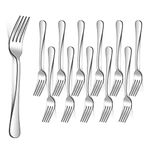 HaWare Fork Set of 12, Stainless Steel Forks, Large Dinner Forks for Home, Kitchen, Restaurant, Silver Table Fork Set with Round Edge, Mirror Polished& Dishwasher Safe - 20cm