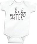 Bump and Beyond Designs Unisex-Baby Little Sister Leotard for Girls Baby Announcement White, 0-3 Months