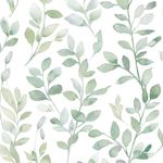 MelunMer Leaf Wallpaper Peel and Stick Wallpaper Boho Green Contact Paper for Cabinets Neutral Wallpaper for Bathroom Self-Adhesive Removable Wallpaper for Bedroom Decor Mural Waterproof 17.3"×393"