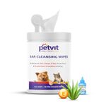 Petvit Pet Wipes for Dogs | Ear Cleaning Dog Wipes | Wet Wipes for Dog Grooming | Aloe Vera | Vitamin E | Relieves Ear Itching | Fresh Scent | Pack of 1 | 50 Count