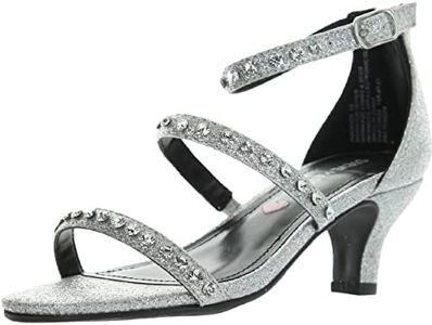 Steve Madden Girls Shoes Unisex-Child Dancer Heeled Sandal, Silver, 4 Big Kid