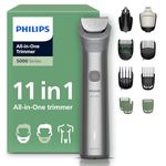 Philips Multigroom 5000 Series All-in-One 11-Piece Trimmer - Shaver and Clipper for Beard, Nose, Hair, and Body, Self-Sharpening Full Metal Blades, 17 Length Settings (0.5-16 mm), Model MG5951/15