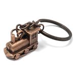 Komonee Steam Train Key Chain Metal Railway Locomotive Keychain Mens Womens Hobbyist Keyring