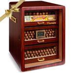 Marvero Cigar Humidors, Cedar Wood Humidor with Digital Hygrometer, Drawers, Humidifiers and Gold-Plated Hardwares. Cigar humidor Cabinet for Men Husband Father, 150 Cigars Capacity Ebony Color